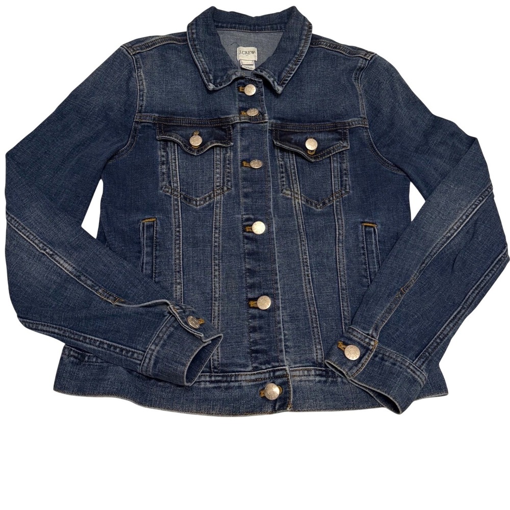 J.Crew Womens Dark Indigo classic Denim Trucker Jacket Blue H5092 Size S